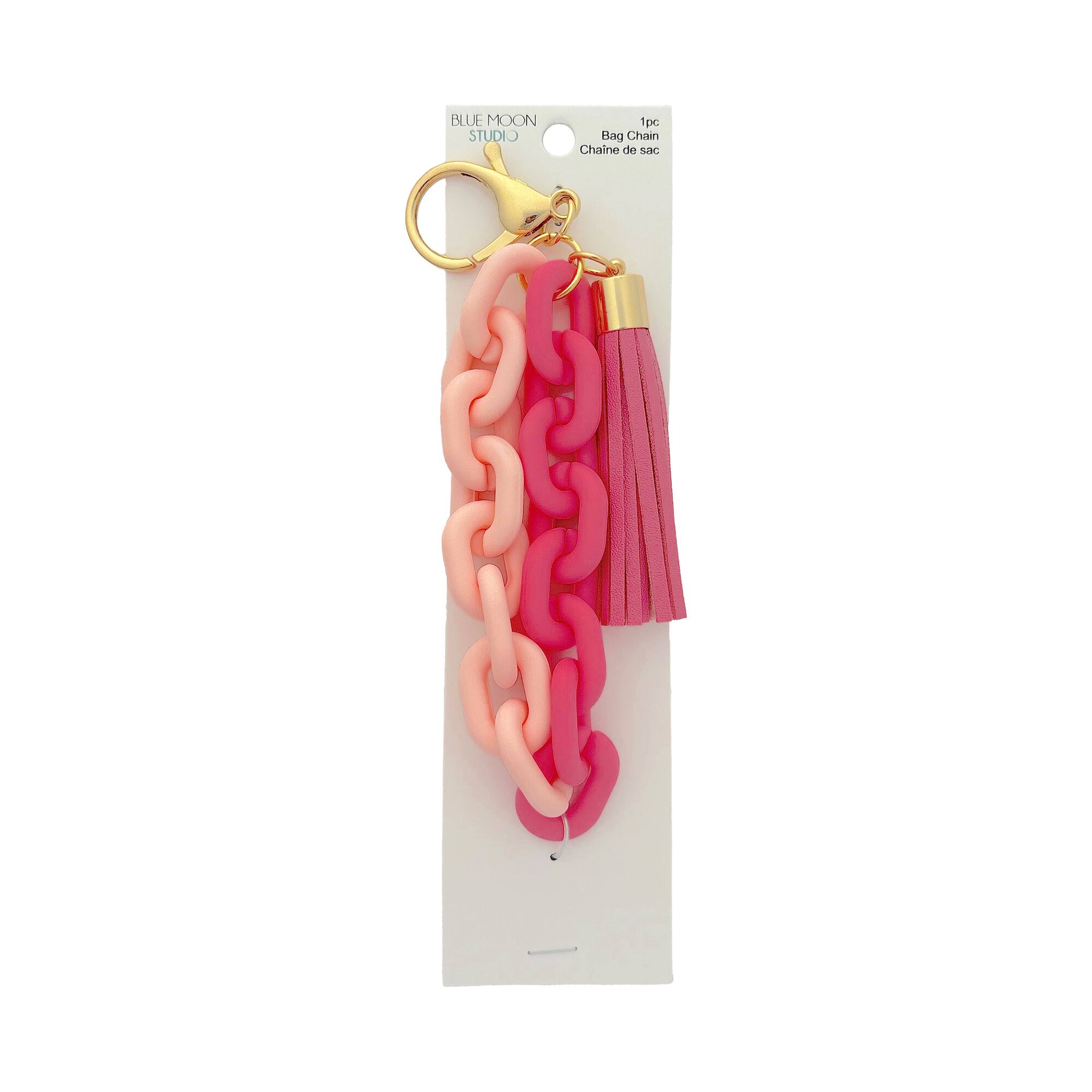 Blue Moon Studio™ Pink Chain Link Bag Charm with Tassel